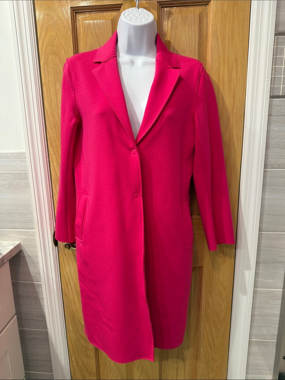 Women's Fuchsia Single-Breasted Trench Coat